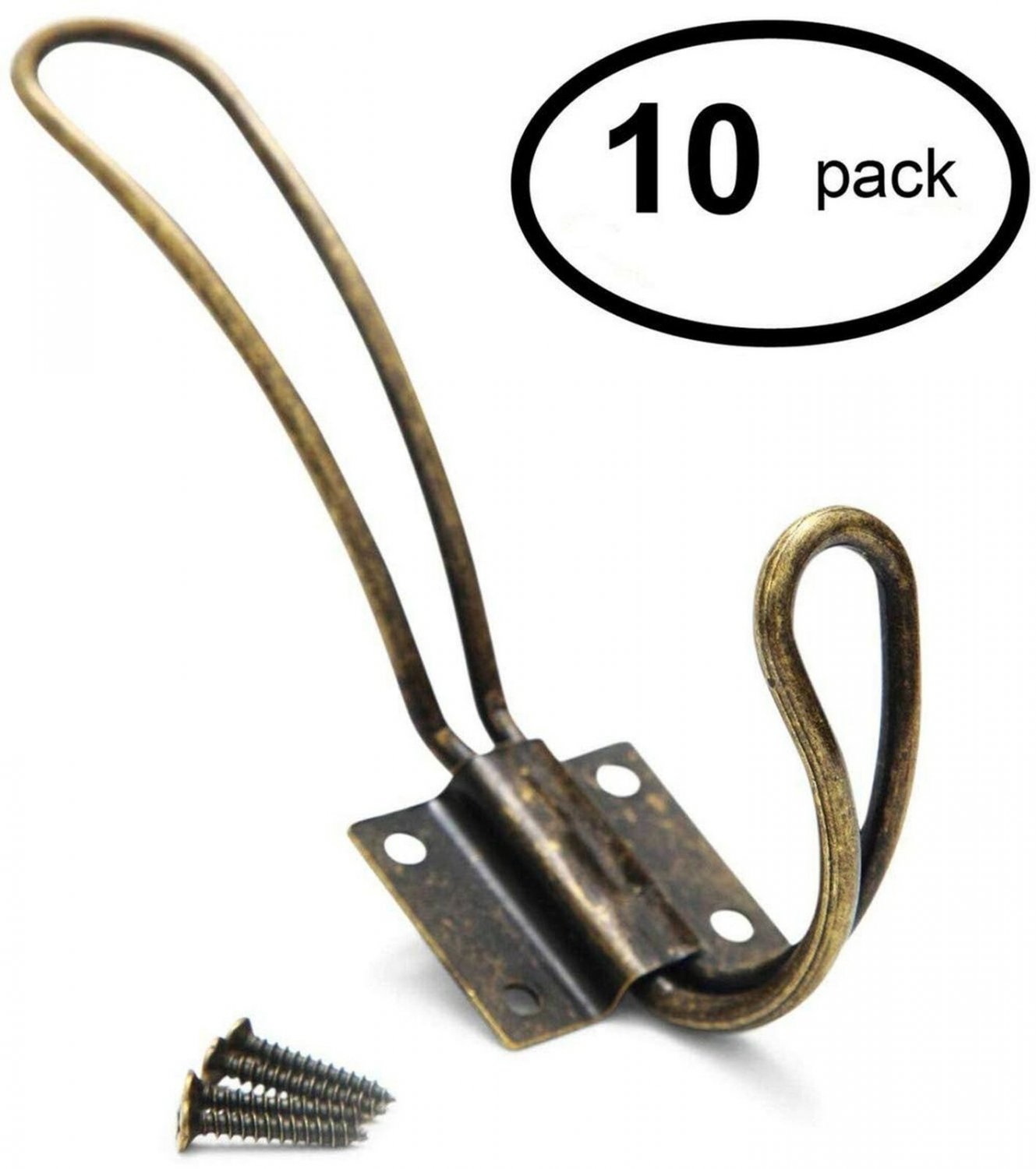 Heavy Duty Rustic Entryway Hooks - 10 Pack of Wall Mounted Vintage Double Coa...