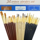 30 Fine Art Paint Brushes for Acrylic, Oil, Watercolors
