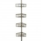 Zenna Home Rust-Resistant Tension Corner Pole Caddy, Satin Nickel Onе Paсk