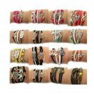 Juanerjie Wholesale 16pcs Vintage Multilayer Multicolor Woven Leather Alloy O...