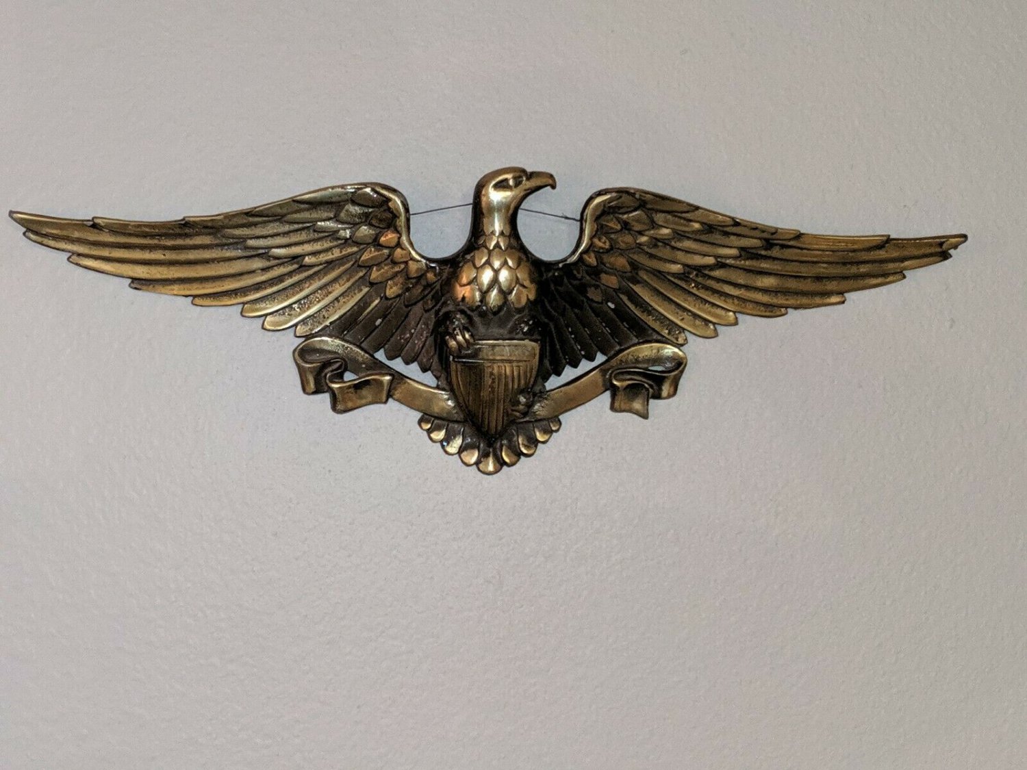 Large Vintage American Eagle Sculpture Wall Hanging 26