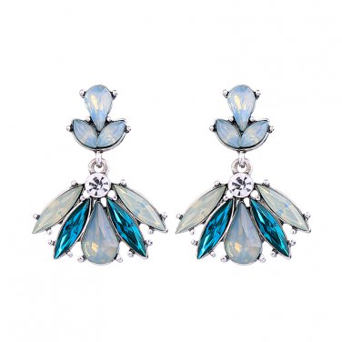 Blue earrings long - Silver Plated Charm Opal Stone