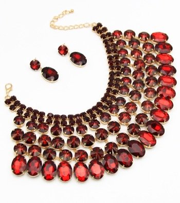Crystal Statement Bib Necklace Set G4SGNE2062REDGD
