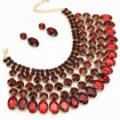 Crystal Statement Bib Necklace Set G4SGNE2062REDGD