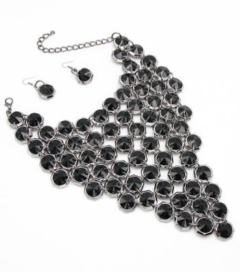 Statement Crystal Bib Necklace Set  S7SCN1654BLKHM