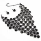 Statement Crystal Bib Necklace Set  S7SCN1654BLKHM