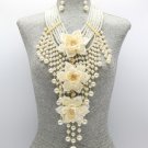 Statement Fringe Flower Pendants Necknalce set  C9SNPY121IVRGD