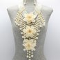 Statement Fringe Flower Pendants Necknalce set  C9SNPY121IVRGD