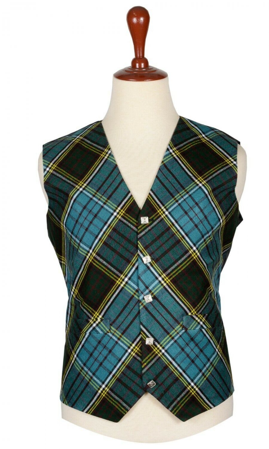 54 Size Anderson Biased Pattern 5 Buttons Tartan Waistcoat / Kilt Vest For Men