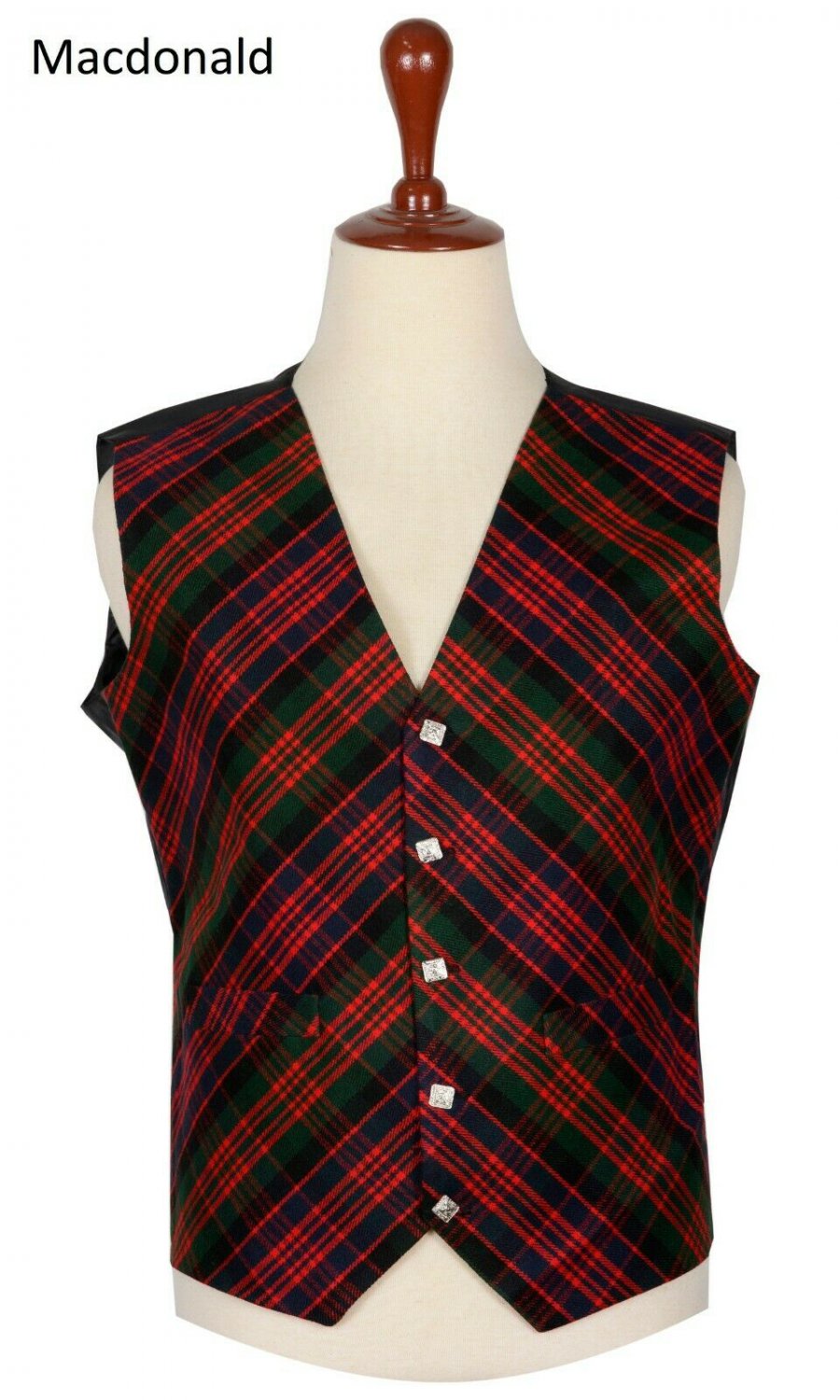 40 Size Macdonald Biased Pattern 5 Buttons Tartan Waistcoat / Kilt Vest For Men