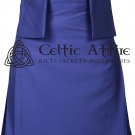8 Yard Royal Blue Cotton Utility Kilt For Men Custom Made