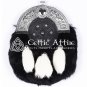 Full Dress Sporran - Scottish Kilt Sporran - Black Rabbit Fur Sporran - Free Chain Strap