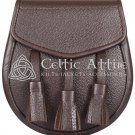Premium Handmade - Brown Leather Scottish Day Sporran - KILT SPORRAN - Free Belt