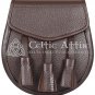 Premium Handmade - Brown Leather Scottish Day Sporran - KILT SPORRAN - Free Belt