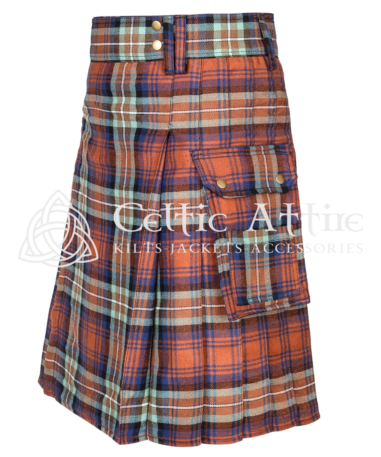Irn bru Utility Tartan Kilt For Men Custom Size 12 Colors