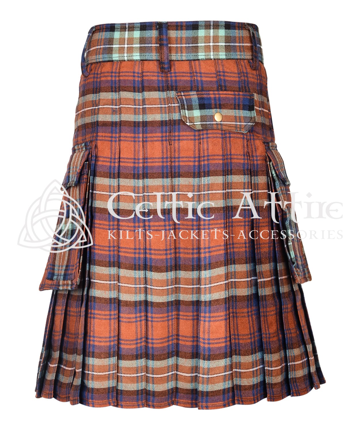 Irn bru Utility Tartan Kilt For Men Custom Size 12 Colors