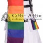 LGBTQ Pride Kilt - White Cotton Scottish Utility Kilt
