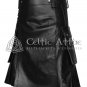 Black Leather Utility Kilt - Made to Order Leather Scottish Kilt for Men