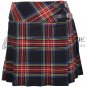 Scottish Tartan Mini Skirt - Custom Size - Black Stewart Tartan