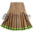 Khaki Cotton Utility Kilt for Men Firefighter Tactical Scottish Kilt Made to Order