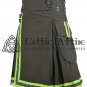 Olive Green Cotton Utility Kilt for Men Firefighter Tactical Scottish Kilt Made to Order