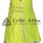 Neon Green Safety Fabric Utility Kilt for Men Firefighter Tactical Scottish Kilt Made to Order