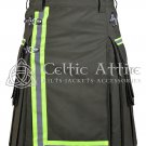 Olive Green Canvas Ripstop Fabric Utility Kilt for Men - Firefighter Tactical Kilt