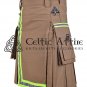 Khaki Canvas Ripstop Fabric Utility Kilt for Men - Firefighter Tactical Kilt
