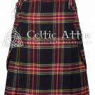 Black Stewart Tartan UTILITY KILT Scottish Cargo Kilt for Men - Custom Size