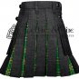 Black Denim & Irish Tartan Hybrid Utility Kilt For Men - Tartan kilt