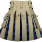 Khaki Cotton & Ramsey Blue Tartan Hybrid Utility Kilt For Men - Tartan kilt
