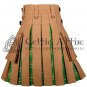Camel Canvas & Irish Tartan Hybrid Utility Kilt For Men - Tartan kilt