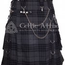 Grey Watch Tartan Utility Kilt Highlander Kilt Gothic Kilt Scottish Fashion Kilt