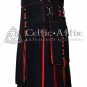 New Handmade Red and Black Hybrid Cotton Utility Kilt for Men - Halloween Theme