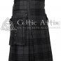 Black Tartan Gothic Kilt Scottish Utility Kilt Steampunk Mens Throng Gay Pride
