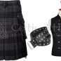 Grey Watch Tartan Gothic Kilt- Utility Kilt - Punk Rock - Waistcoat - Leather Belt - Cyber Goth