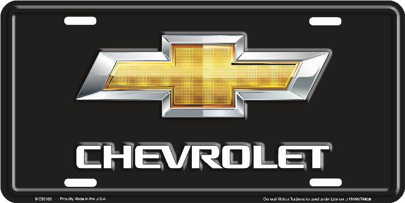 Chevrolet Gold On Black Bow Tie License Plate