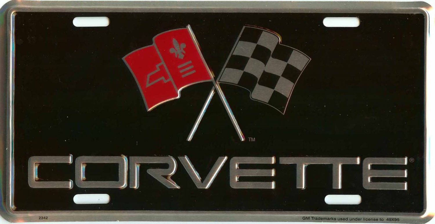 Chevrolet Corvette Racing Flags License Plate