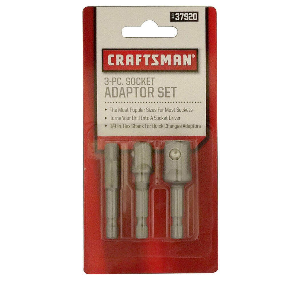 Craftsman 3 Piece Socket Adapter Set for 1/4 Inch Collet Impact Drivers & Drills