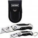 Craftsman 2 Piece Wood Handle Lockback Utility Knife Set w/ Nylon Belt Pouch