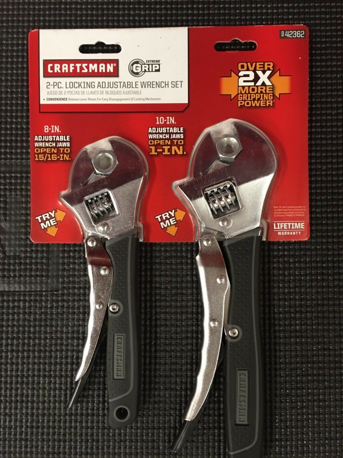 Craftsman Extreme Grip Locking Adjustable Wrench Set 8 & 10 Inch