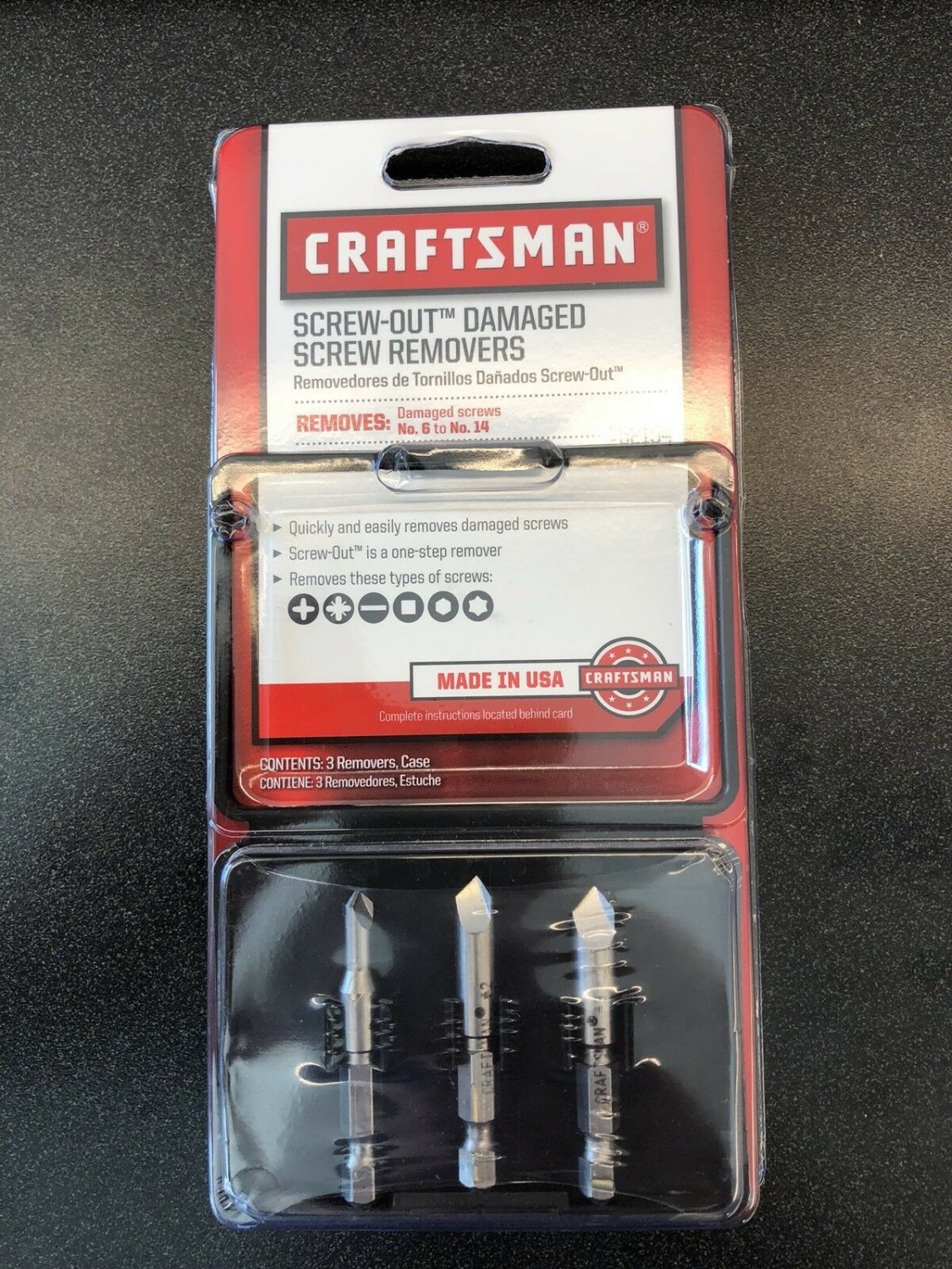 Craftsman 3 Piece Screw-Out Damaged Screw Removers