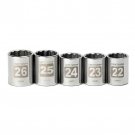 Craftsman 5 Piece 1/2 Inch Drive Metric 12 Point Socket Set 22 - 26mm