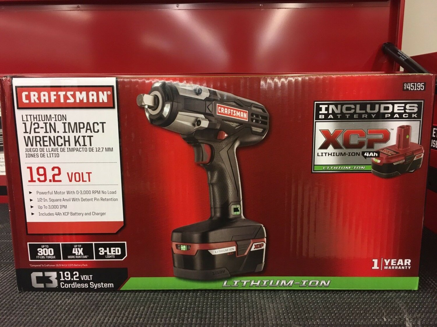 Craftsman C3 1/2 Inch Chuck Heavy Duty 19.2 Volt Cordless Impact Wrench Kit