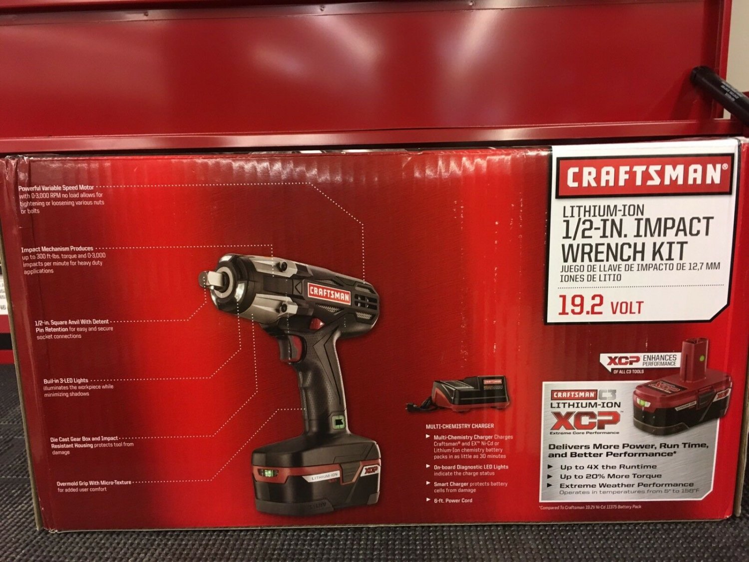 Craftsman C3 1/2 Inch Chuck Heavy Duty 19.2 Volt Cordless Impact Wrench Kit