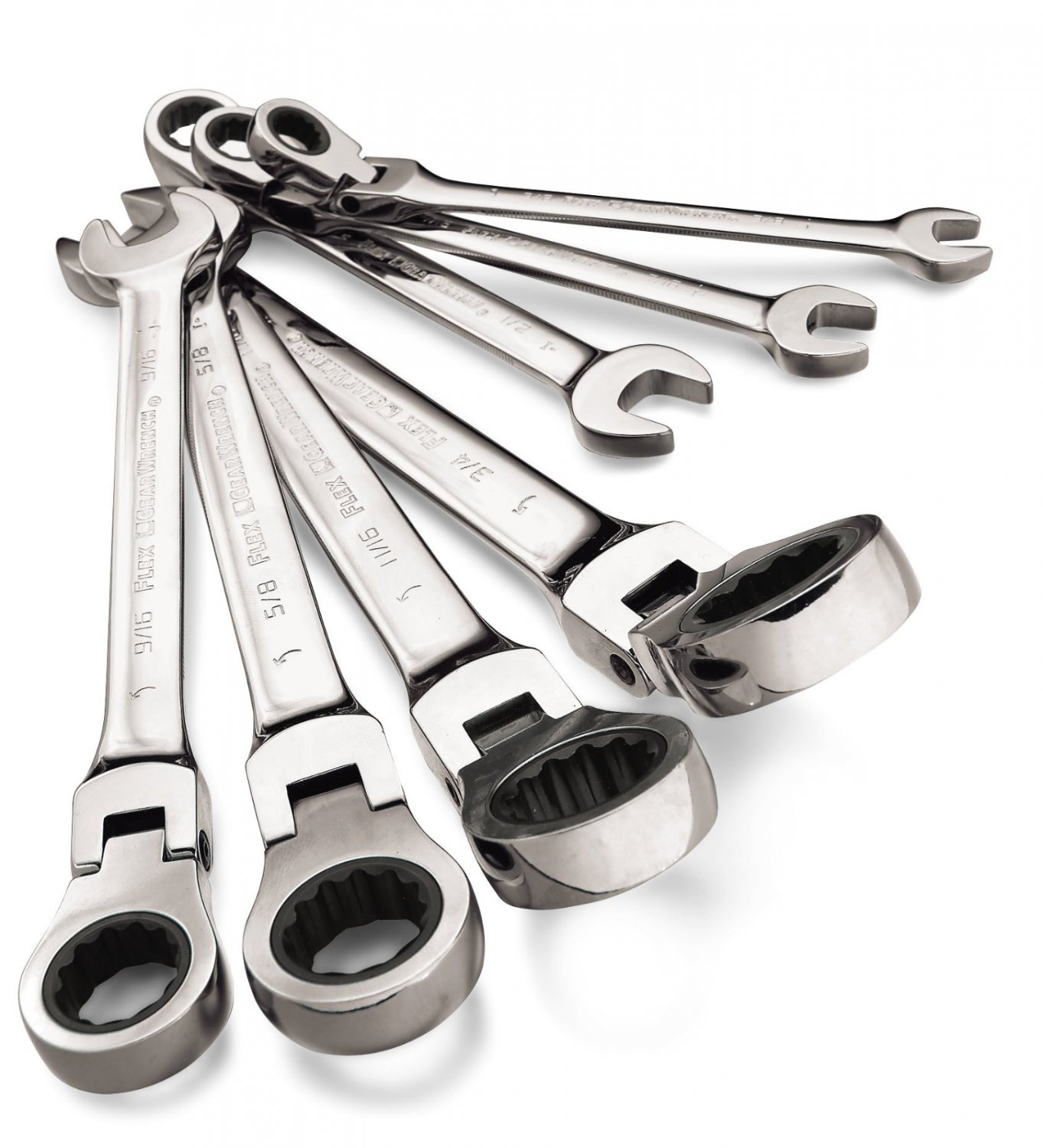 GearWrench 7 Piece Standard (SAE) Flex Head Ratcheting Wrench Set