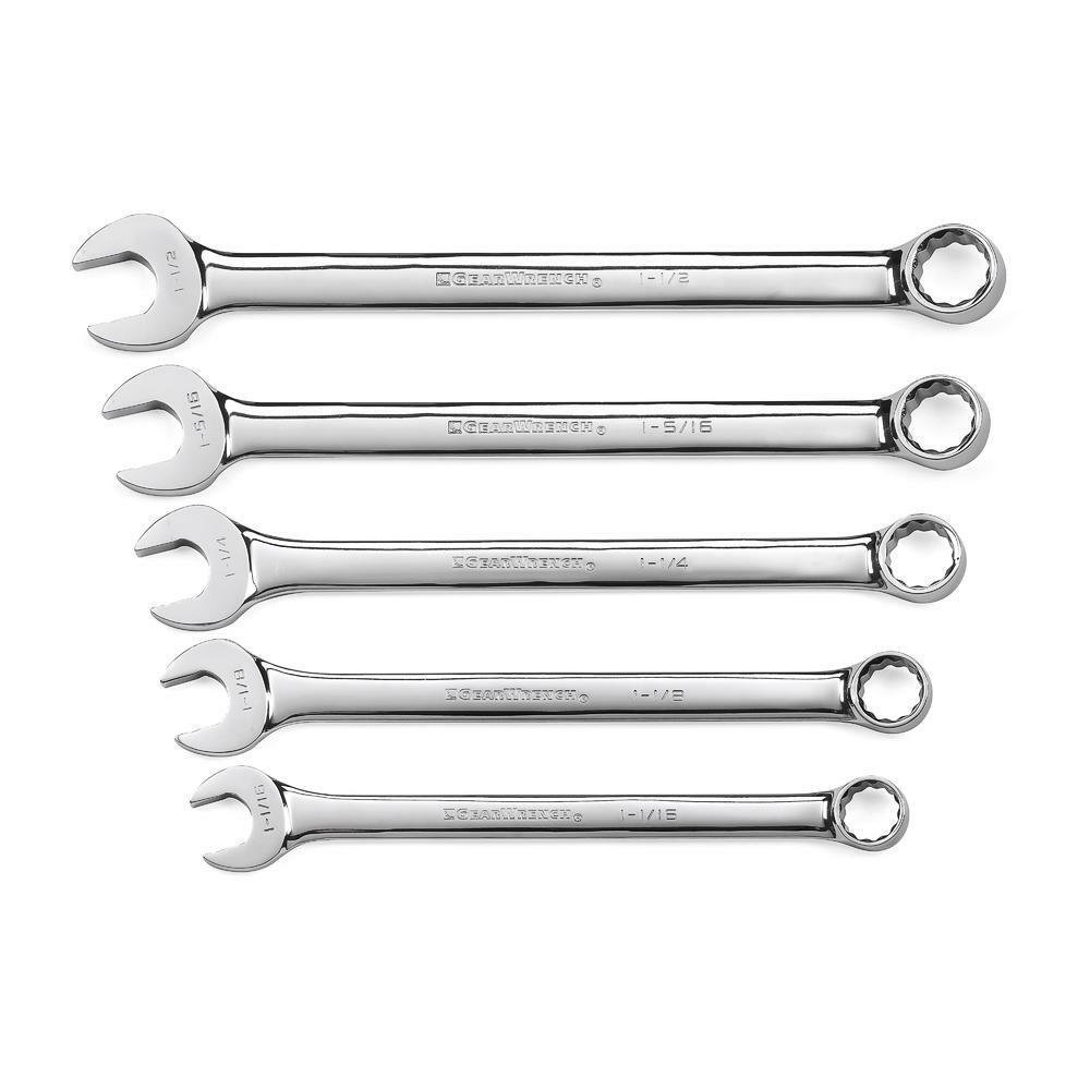 GearWrench 5 Piece Standard Long Pattern Combination Wrench Set 1-1/16 - 1-1/2in