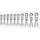 GearWrench 10 Piece Full Polish Metric Stubby Ratcheting Wrench Set 10 - 19mm