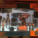 Black + Decker 20 Volt Lithium Ion 68 Piece Project Kit w/ Drill and Hand Tools