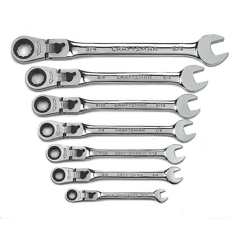 Craftsman 7 Piece Standard (SAE) Flex Head Ratcheting Wrench Set 5/16 - 3/4in.